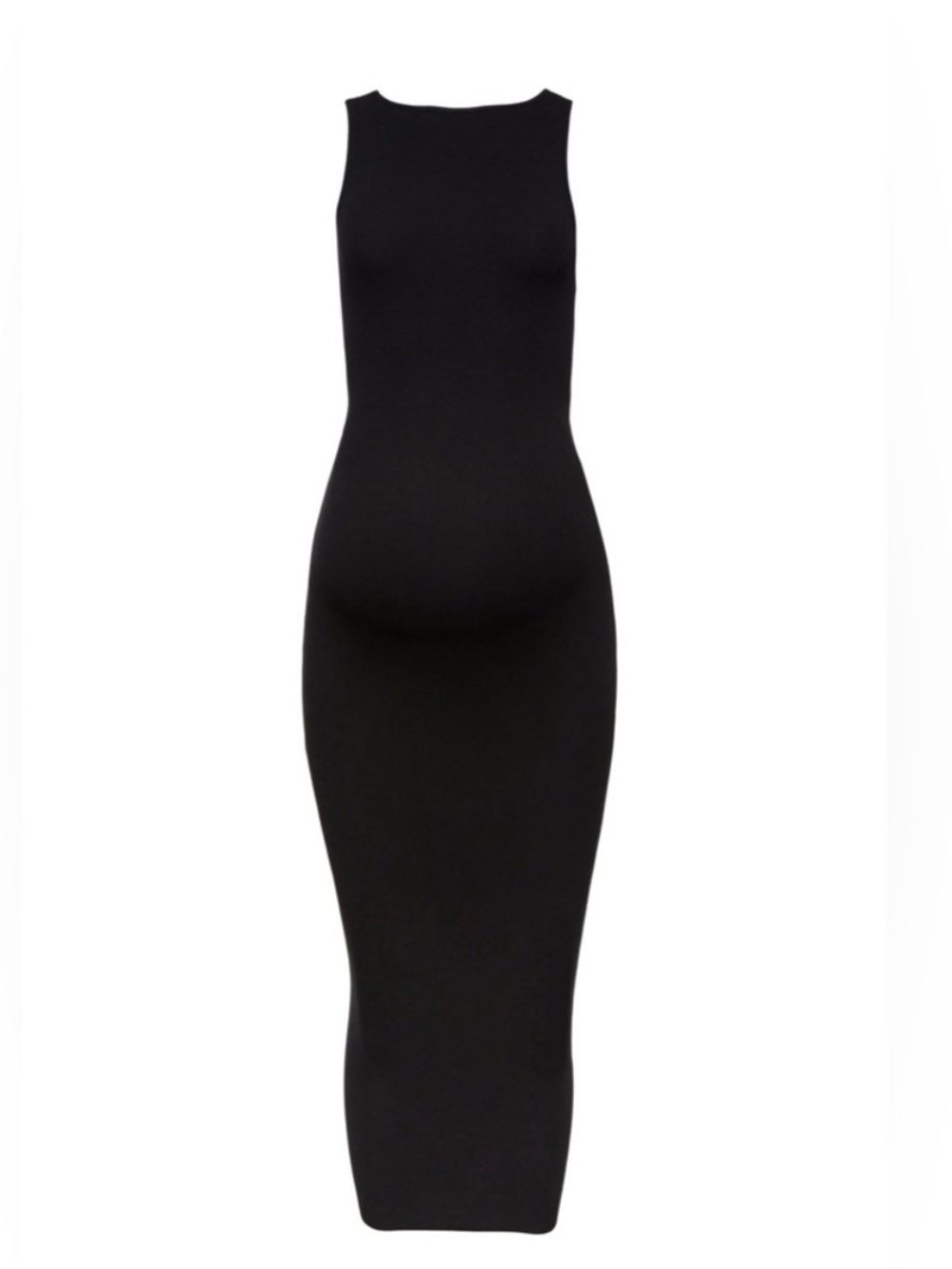 Bumpsuit Dress Boatneck Ribbed Sculpting Midi in Black - Picture 5 of 10